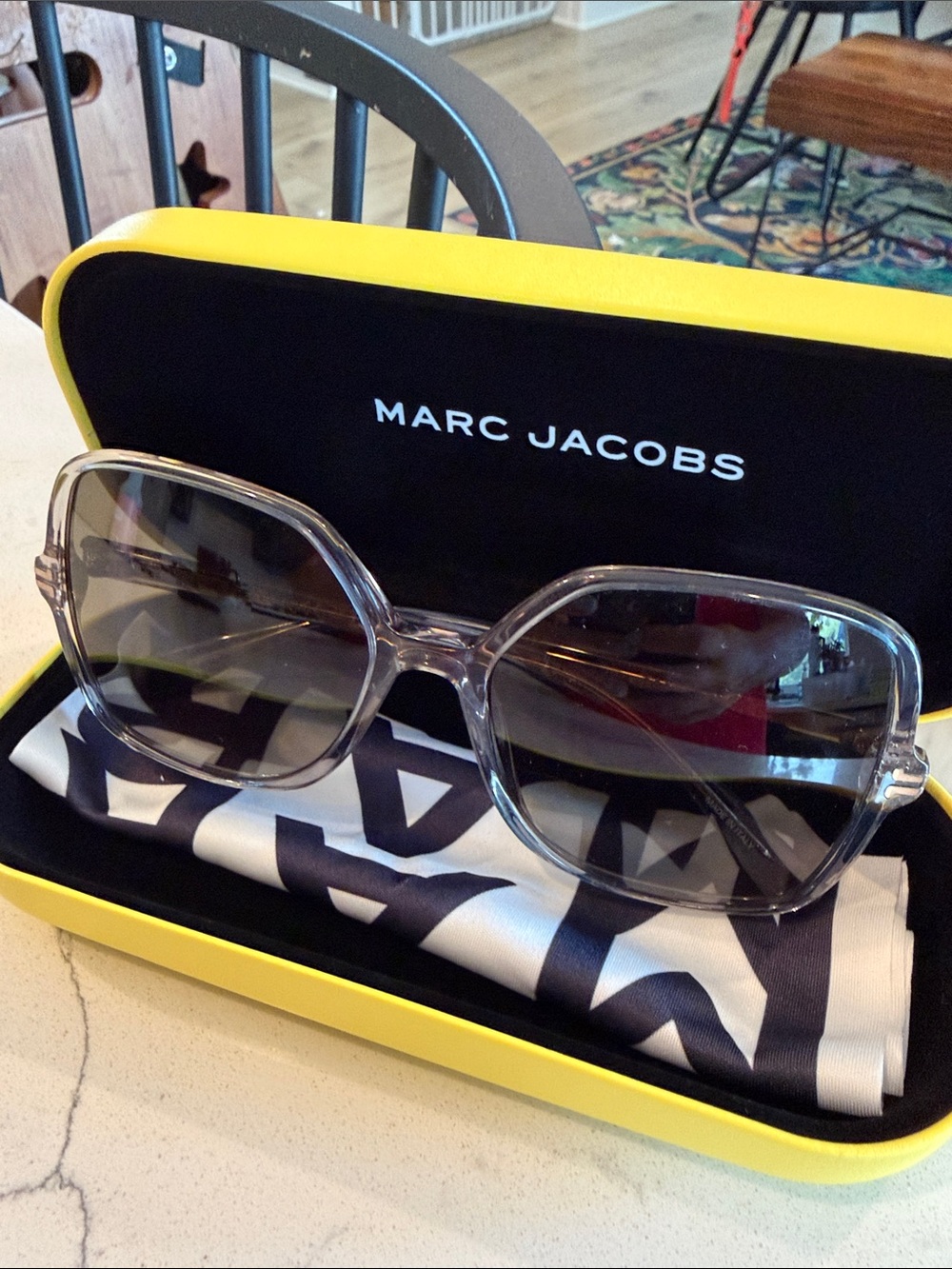 Marc Jacobs Women's Clear Frame Sunglasses with Gray Lenses